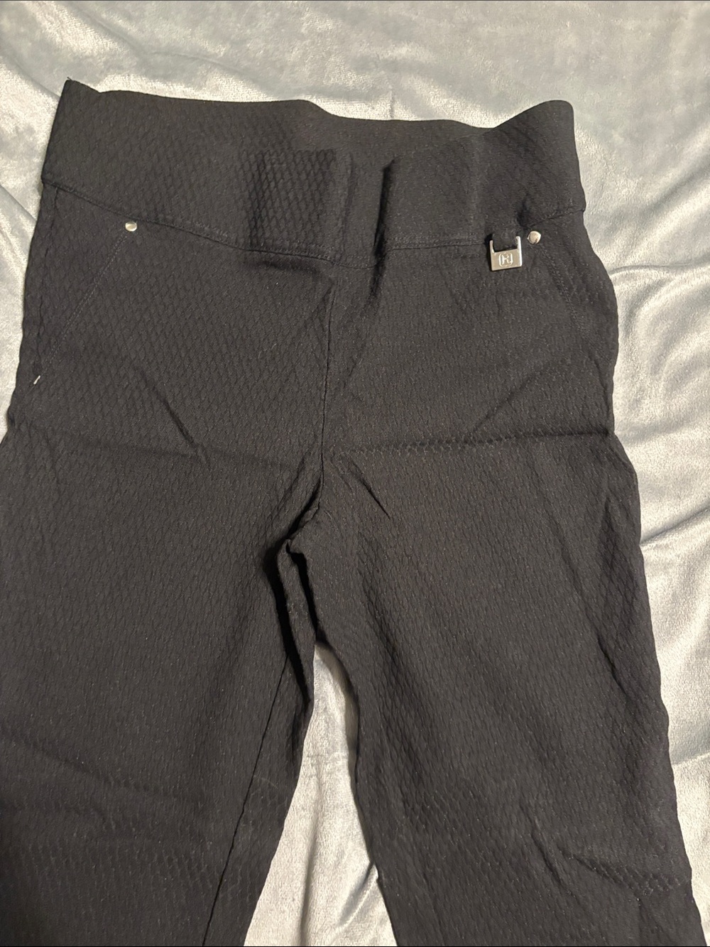 Rafaella Black Textured Pull-On Leggings
